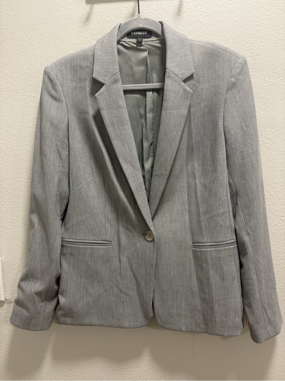 Express Light Gray Single-Button Women's Blazer